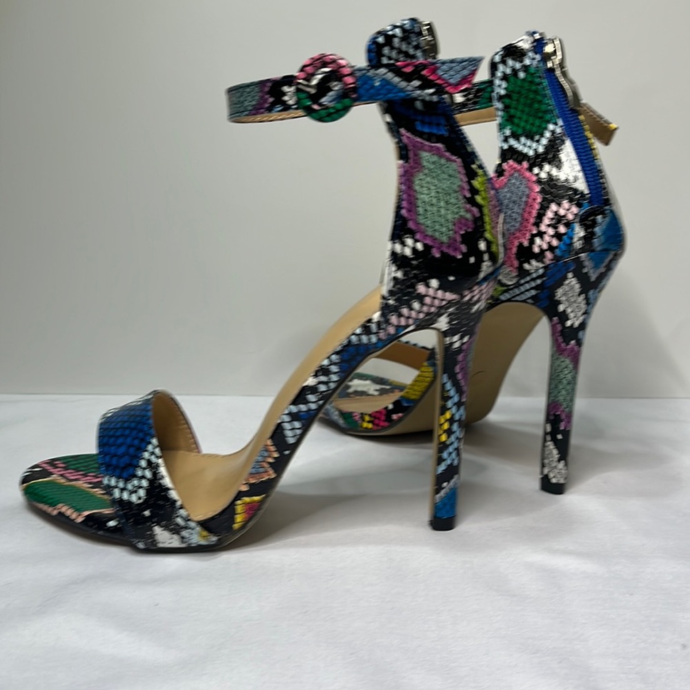 Multi- Color Snake Skin Ankle Strap Heel Size 7.5